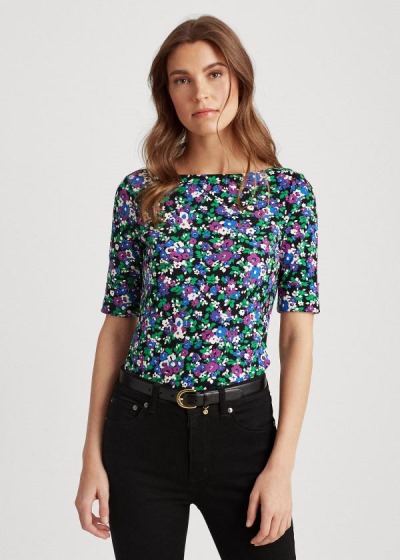 Ralph Lauren Floral Cotton-Blend Top Dame Danmark (CXDNK9703)